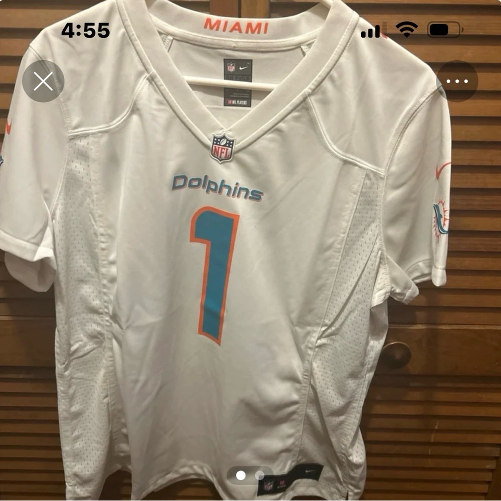 NFL Miami Dolphins White Jersey with Blue and Orange Accents
